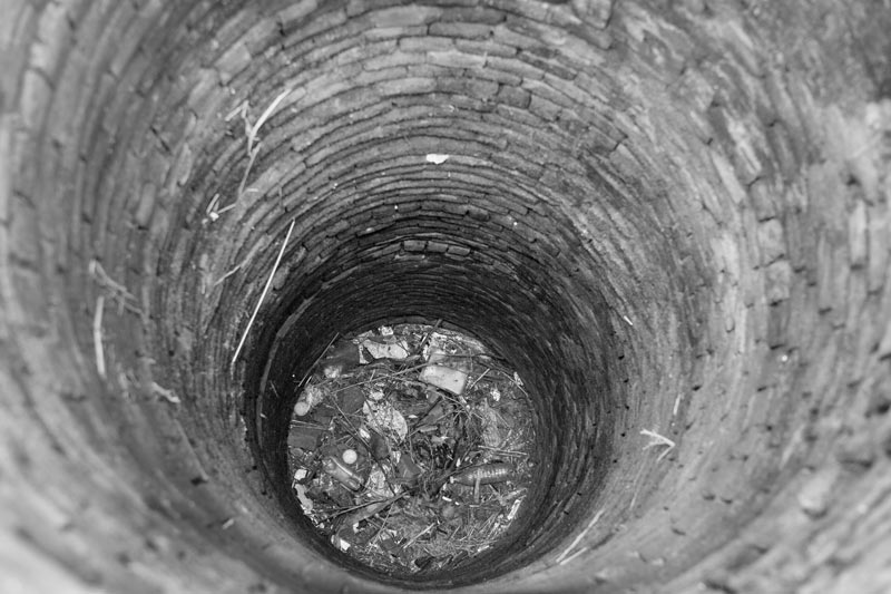 Impact of Green Revolution on Water Resources in India - drinking water well dried up due to overexploitation of groundwater for irrigation in a village in Patna district, Bihar